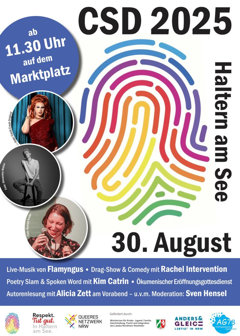 Das Bild zeigt das offizielle Plakat zum Christopher Street Day 2025 Haltern am See.