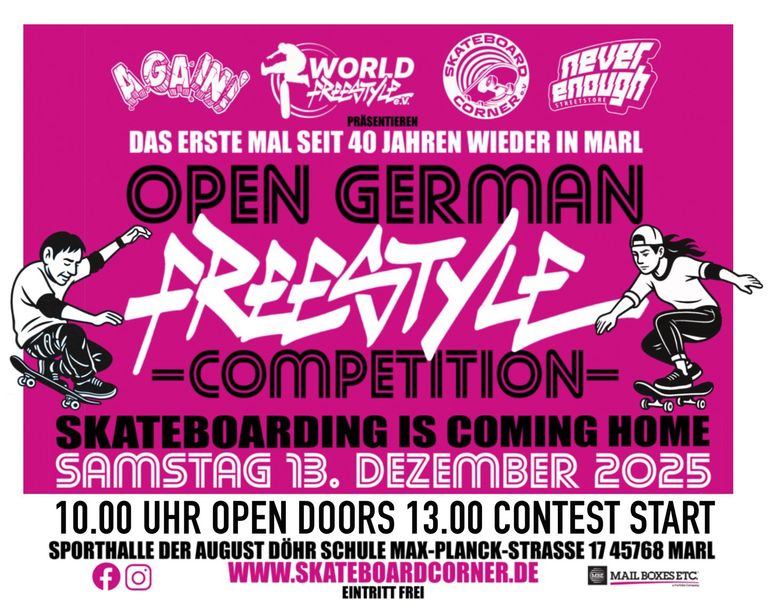 Das Bild zeigt das Plakat der Open German Freestyle Competition Marl.