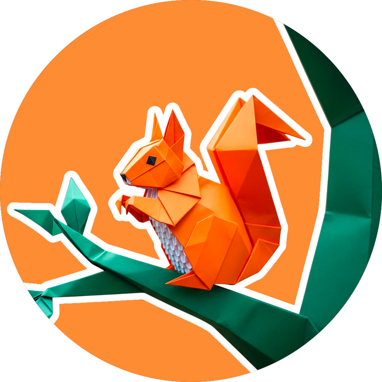 Das Foto zeigt ein Eichhörnchen, das in Origami-Falttechnik erstellt wurde.