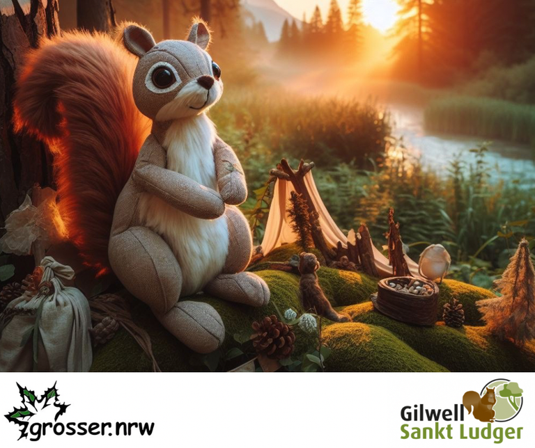Kooperation grosser.nrw GbR und Jugendbildungsstätte Gilwell Sankt Ludger e.V. - Eichhörnchenstandort, Bild: KI generiert und editiert